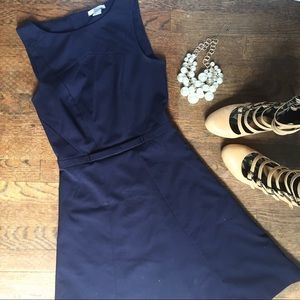 H&M dark blue navy tailored fit and flare dress